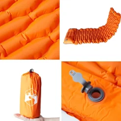 vidaXL Colchón de camping autoinflable con almohada 1 persona Naranja Outlet