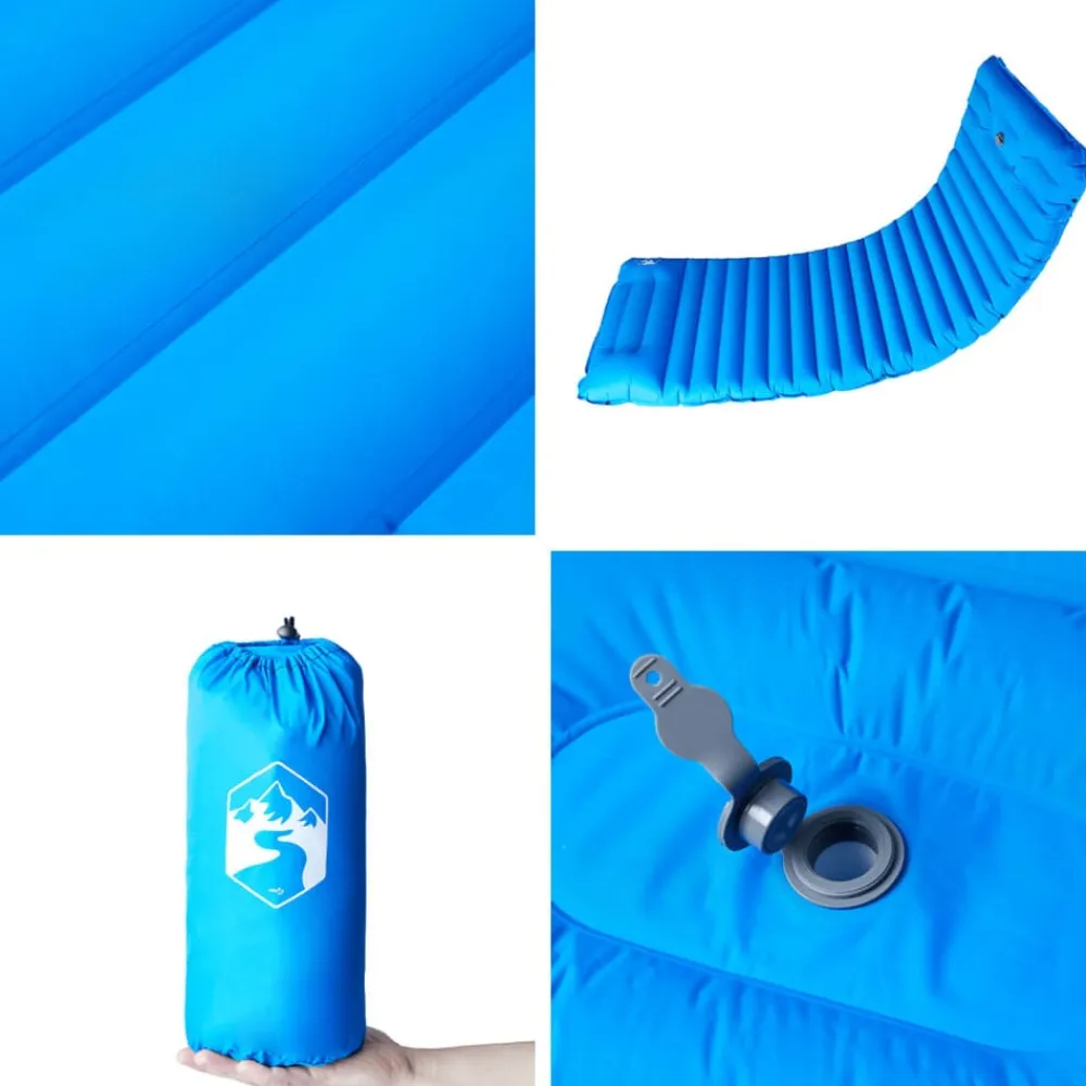 vidaXL Actividades Al Aire Libre-Colchón de camping autoinflable con almohada 1 persona