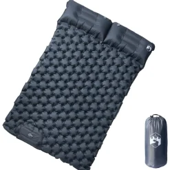vidaXL Actividades Al Aire Libre-Colchón de camping autoinflable con almohadas 2 personas