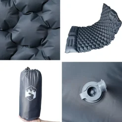 vidaXL Actividades Al Aire Libre-Colchón de camping autoinflable con almohadas 2 personas