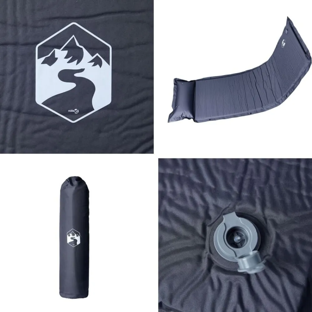 vidaXL Actividades Al Aire Libre-Colchón de camping autoinflable con con almohada 1 persona