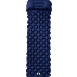vidaXL Colchón de camping inflable con almohada 1 persona azul marino Gris Online