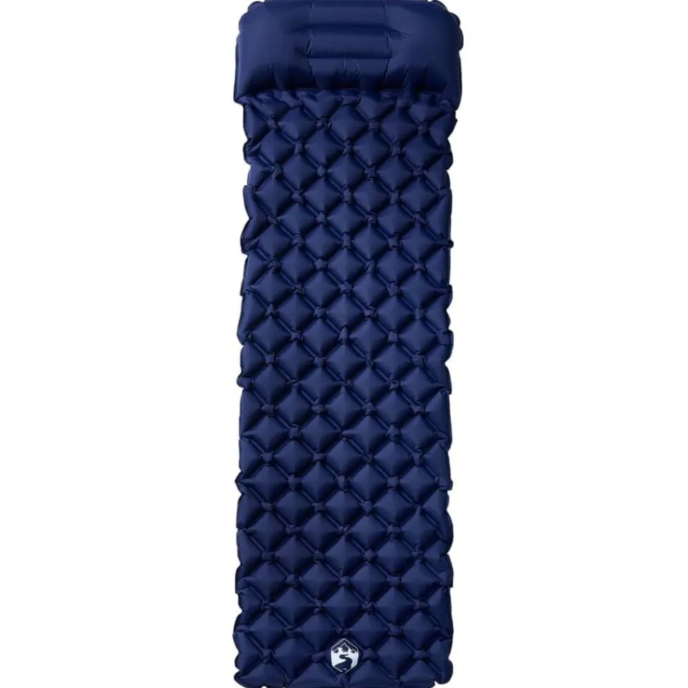 vidaXL Colchón de camping inflable con almohada 1 persona azul marino Gris Online
