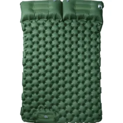 vidaXL Colchón de camping autoinflable con almohadas 2 personas Verde Discount