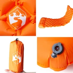 vidaXL Actividades Al Aire Libre-Colchón de camping inflable con almohada 1 persona naranja