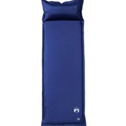 vidaXL Actividades Al Aire Libre-Colchón de camping autoinflable con almohada 1 persona azul