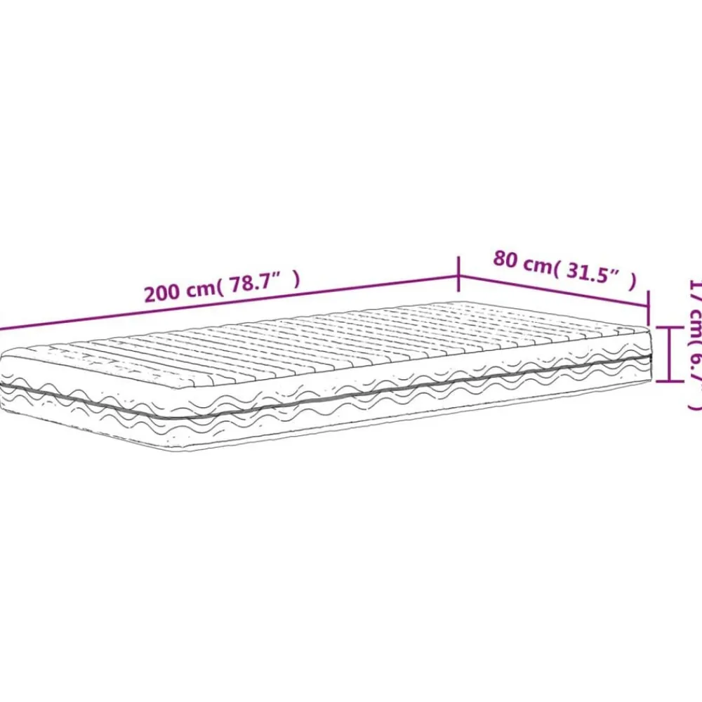 vidaXL Colchón de espuma dureza 2 3 blanco 80x200 cm Discount