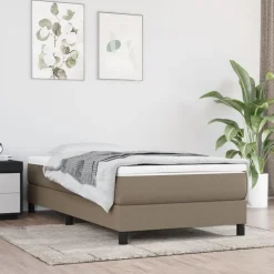 vidaXL Camas Y Accesorios-Colchón de muelles ensacados firmeza media tela gris taupe 80x200x20 cm