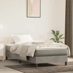 vidaXL Colchón de muelles ensacados firmeza media terciopelo 80x200x20 cm Gris claro Sale