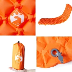 vidaXL Colchón inflable de camping para 1 persona 190x58x6 cm Naranja Outlet