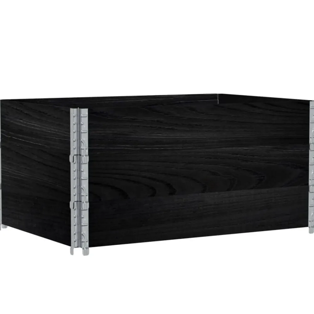 vidaXL Collares de palets 3 uds madera maciza de pino 120x80 cm Negro
