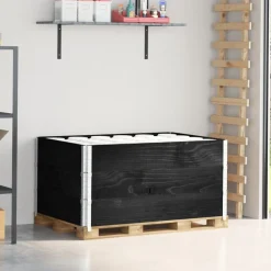 vidaXL Collares de palets 3 uds madera maciza de pino 120x80 cm Negro