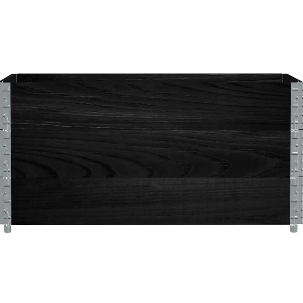 vidaXL Collares de palets 3 uds madera maciza de pino 120x80 cm Negro