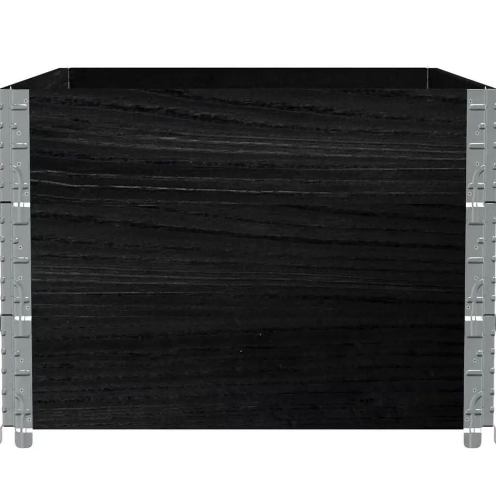 vidaXL Collares de palets 3 uds madera maciza de pino 120x80 cm Negro