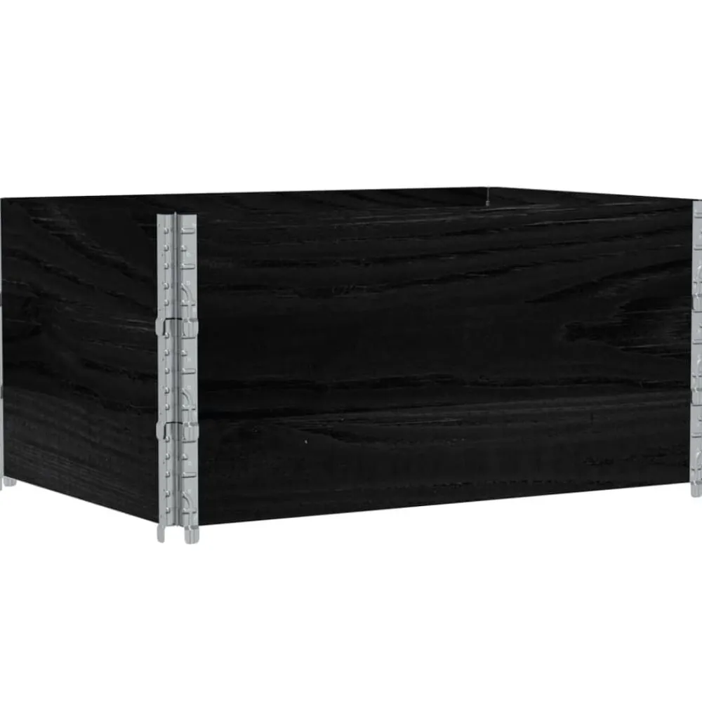 vidaXL Collares de palets 3 uds madera maciza de pino 120x80 cm Negro