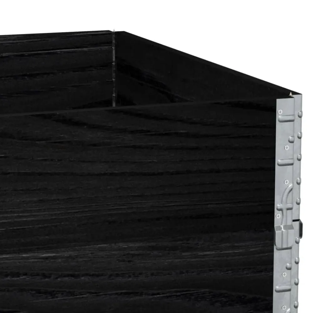 vidaXL Collares de palets 3 uds madera maciza de pino 120x80 cm Negro