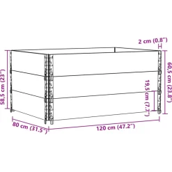vidaXL Collares de palets 3 uds madera maciza de pino 120x80 cm Negro