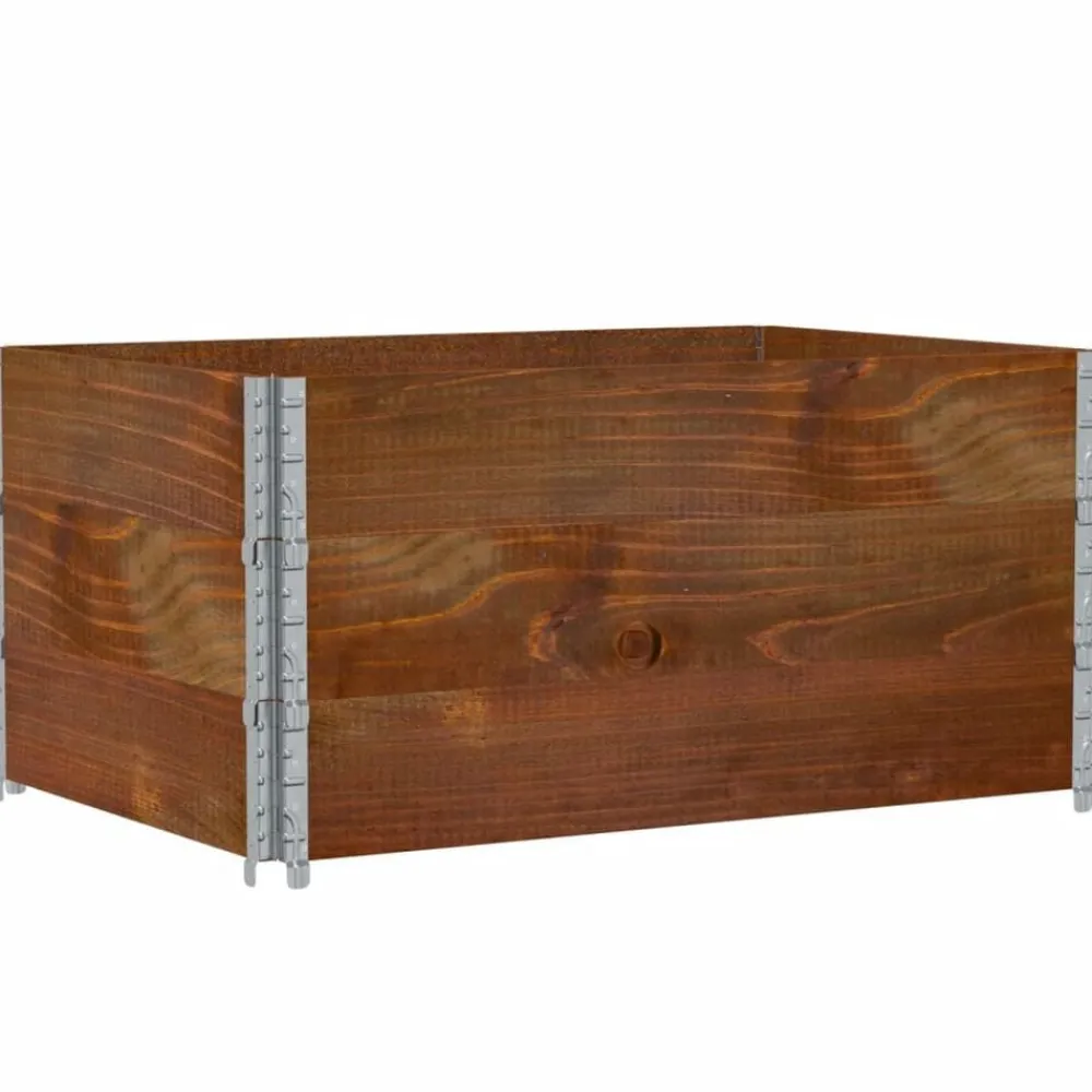 vidaXL Manipulación De Materiales-Collares de palets 3 uds madera maciza de pino marrón 120x80 cm