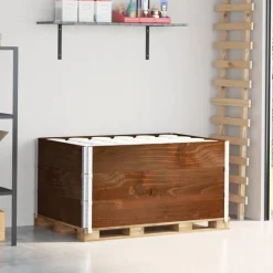vidaXL Manipulación De Materiales-Collares de palets 3 uds madera maciza de pino marrón 120x80 cm