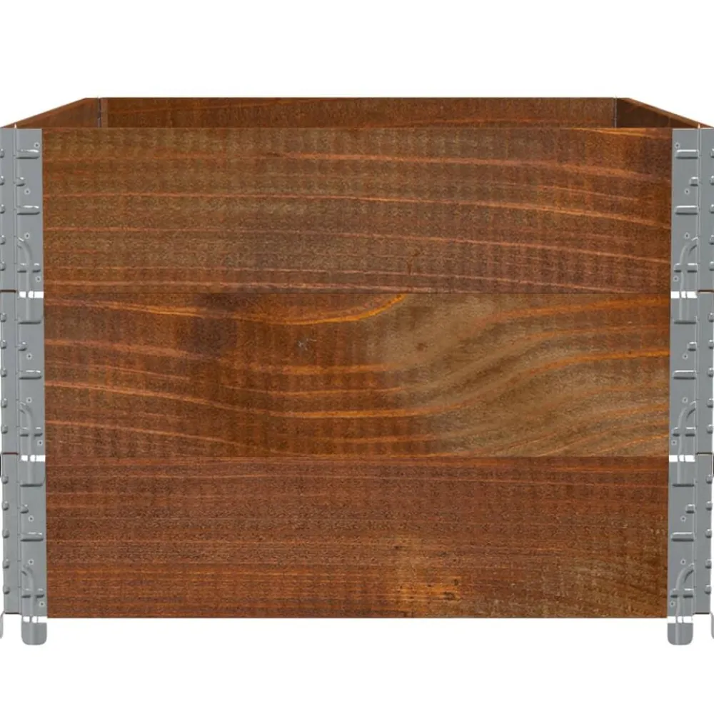 vidaXL Manipulación De Materiales-Collares de palets 3 uds madera maciza de pino marrón 120x80 cm