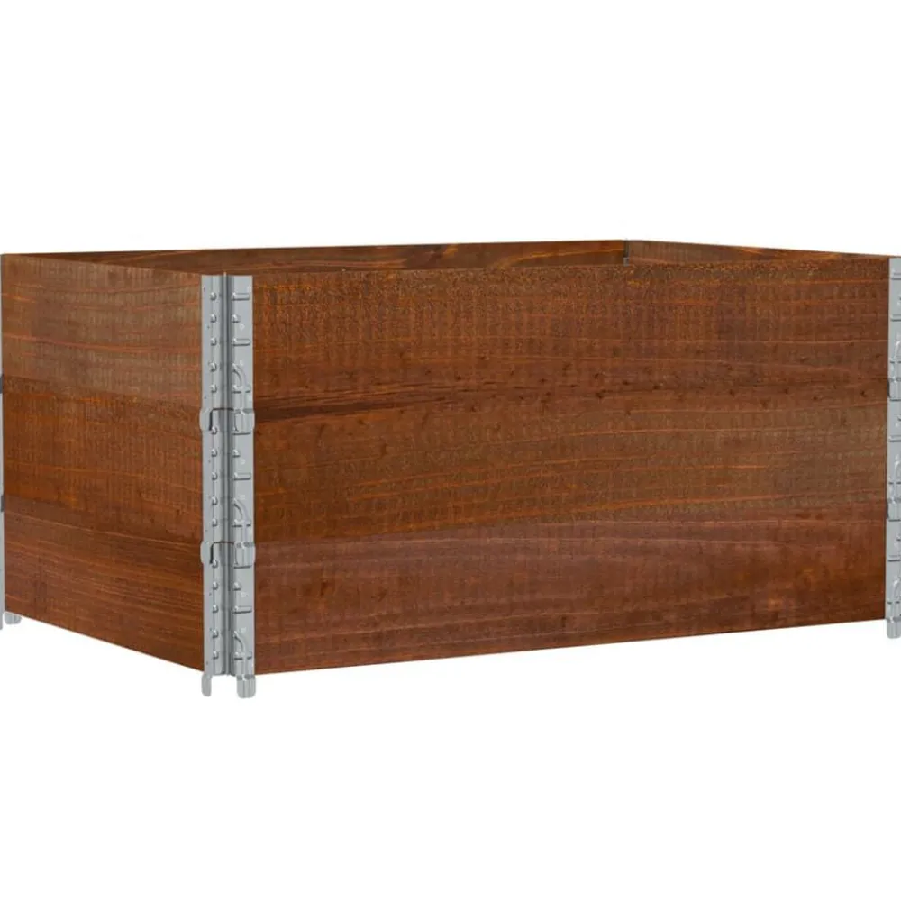 vidaXL Manipulación De Materiales-Collares de palets 3 uds madera maciza de pino marrón 120x80 cm