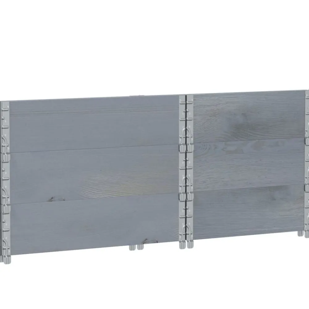 vidaXL Collares de palets 3 uds madera maciza de pino 80x60 cm Gris Outlet