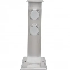 vidaXL Suministros Eléctricos-Columna con enchufes para el jardín acero inoxidable negro