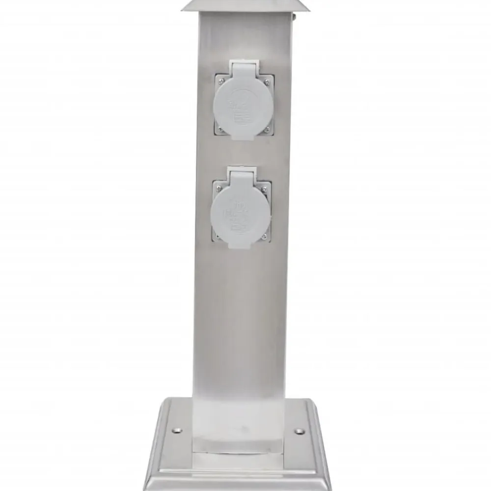 vidaXL Suministros Eléctricos-Columna con enchufes para el jardín acero inoxidable negro