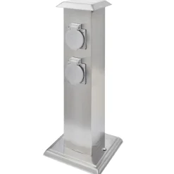 vidaXL Suministros Eléctricos-Columna con enchufes para el jardín acero inoxidable negro