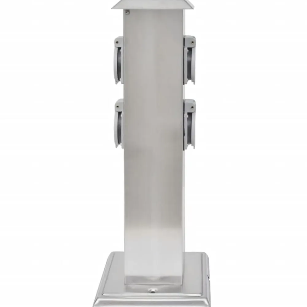 vidaXL Suministros Eléctricos-Columna con enchufes para el jardín acero inoxidable negro