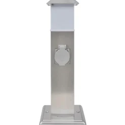 vidaXL Suministros Eléctricos-Columna con enchufes de jardín con lámpara acero inoxidable