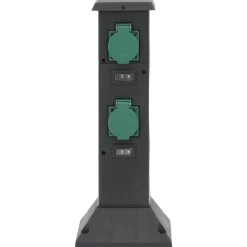 vidaXL Columna de 4 enchufes de exterior 16x16x39,5 cm Negro y verde Hot