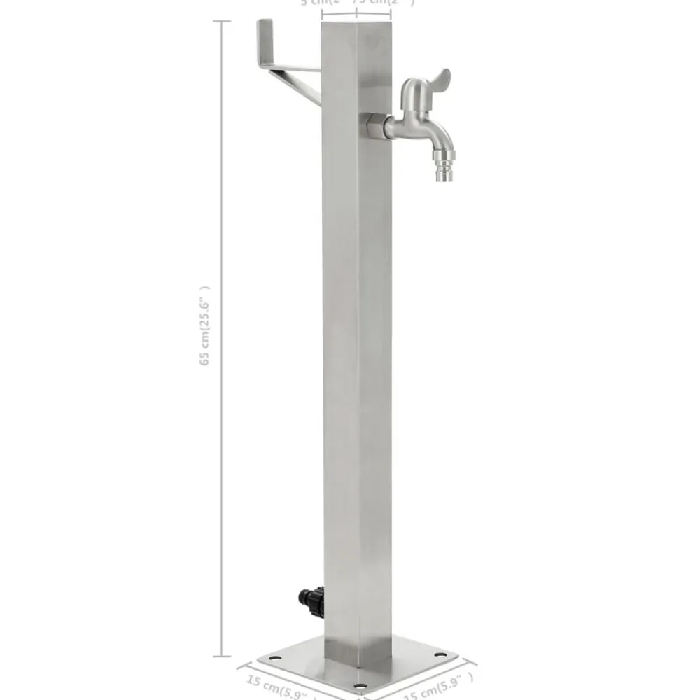 vidaXL Columna de agua de jardín acero inoxidable cuadrada 65 cm Best