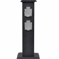 vidaXL Suministros Eléctricos-Columna negra con enchufes para el jardín