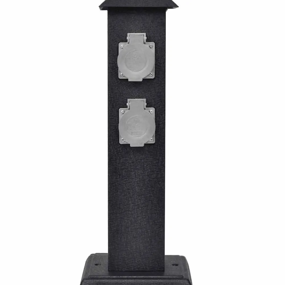 vidaXL Suministros Eléctricos-Columna negra con enchufes para el jardín