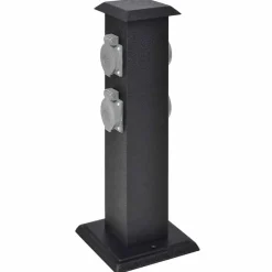 vidaXL Suministros Eléctricos-Columna negra con enchufes para el jardín