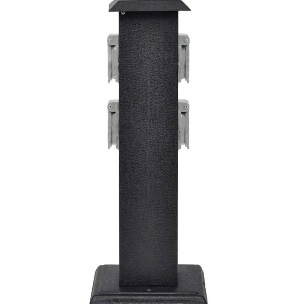 vidaXL Suministros Eléctricos-Columna negra con enchufes para el jardín