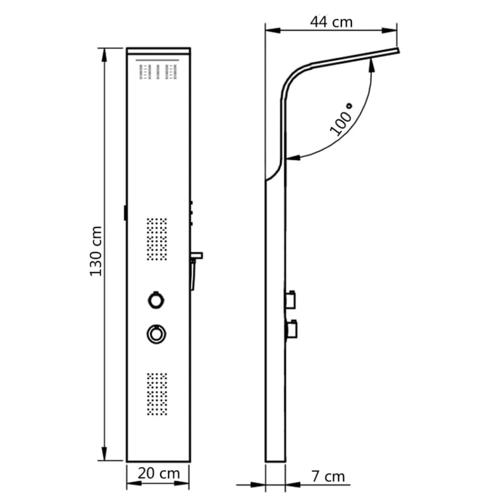 vidaXL Fontanería-Columna panel de ducha aluminio 20x44x130 cm