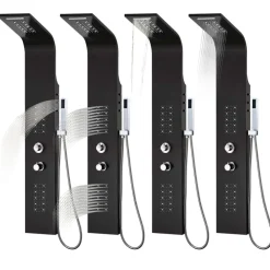 vidaXL Columna panel de ducha aluminio 20x44x130 cm Negro Best