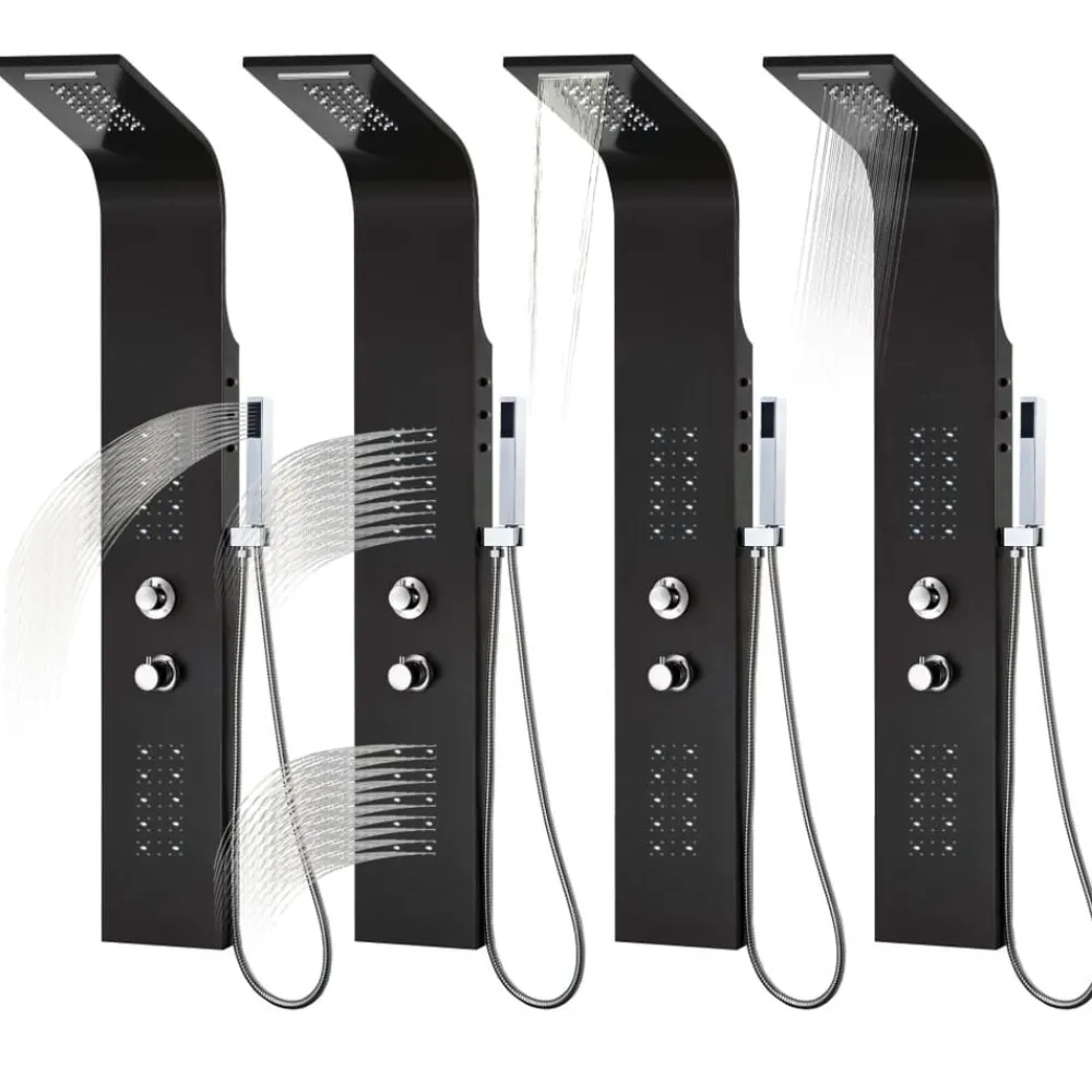 vidaXL Columna panel de ducha aluminio 20x44x130 cm Negro Best