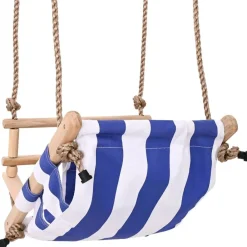 vidaXL Columpio de bebé con cinturón de seguridad algodón madera azul Discount