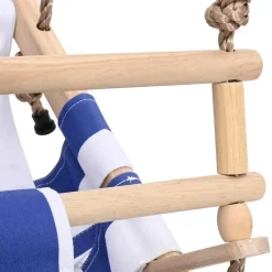 vidaXL Columpio de bebé con cinturón de seguridad algodón madera azul Discount