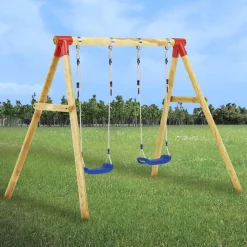 vidaXL Estructuras Para Juegos Al Aire Libre-Columpio de madera de pino 230x130x166 cm