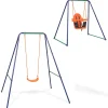vidaXL Estructuras Para Juegos Al Aire Libre-Columpio individual y columpio para niños 2 en 1 naranja