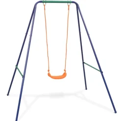 vidaXL Estructuras Para Juegos Al Aire Libre-Columpio individual y columpio para niños 2 en 1 naranja