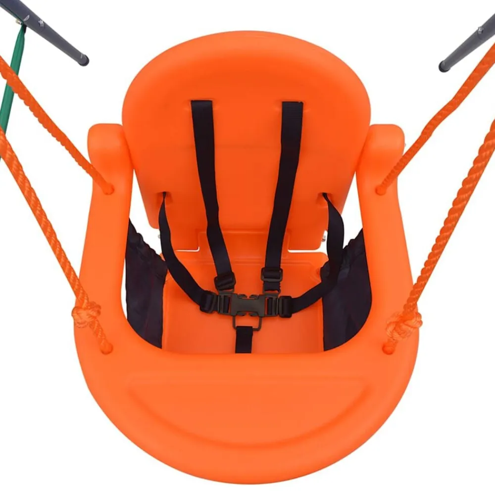 vidaXL Estructuras Para Juegos Al Aire Libre-Columpio individual y columpio para niños 2 en 1 naranja