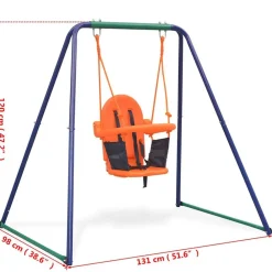 vidaXL Estructuras Para Juegos Al Aire Libre-Columpio individual y columpio para niños 2 en 1 naranja