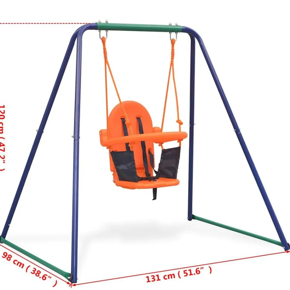 vidaXL Estructuras Para Juegos Al Aire Libre-Columpio individual y columpio para niños 2 en 1 naranja
