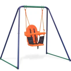 vidaXL Estructuras Para Juegos Al Aire Libre-Columpio individual y columpio para niños 2 en 1 naranja