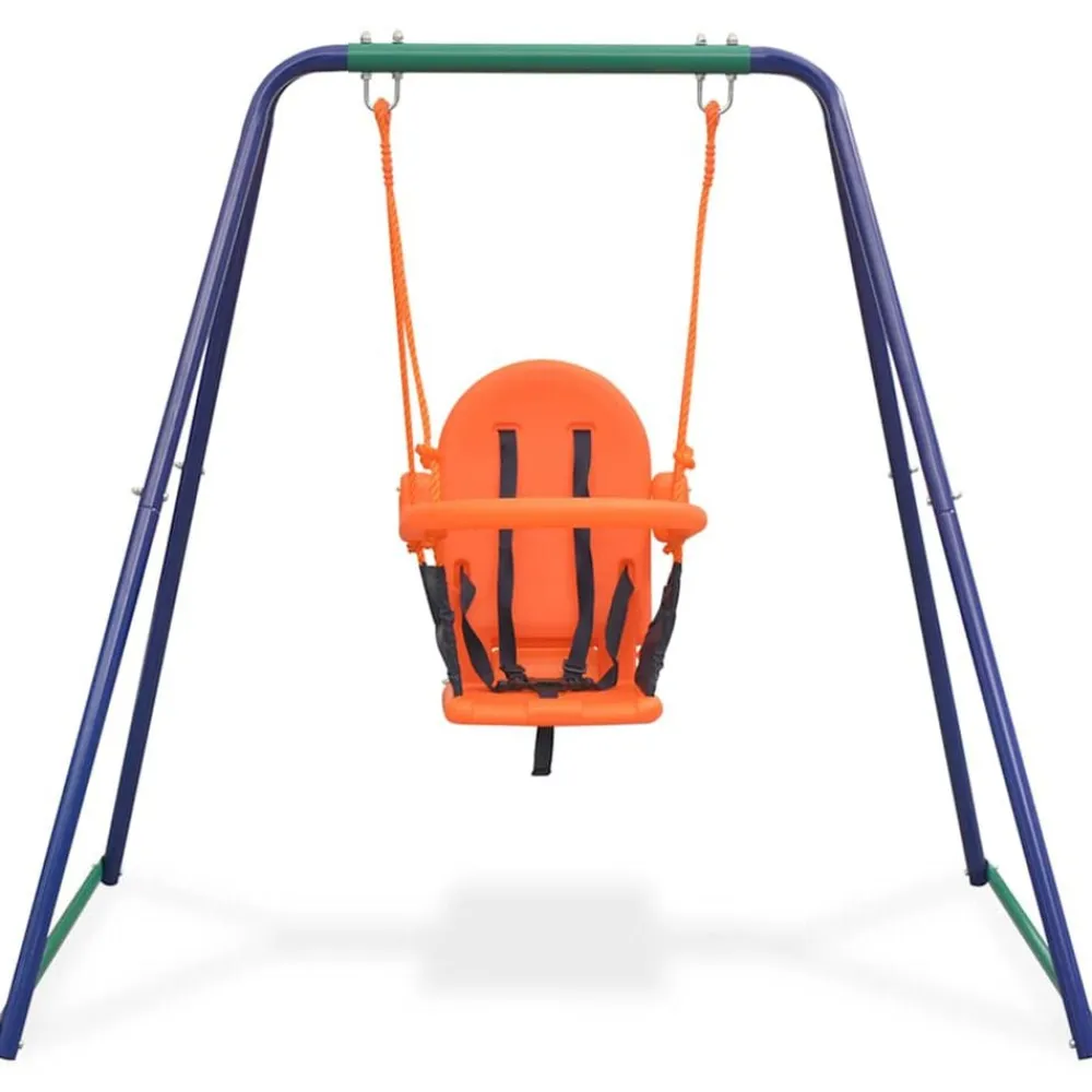 vidaXL Estructuras Para Juegos Al Aire Libre-Columpio individual y columpio para niños 2 en 1 naranja